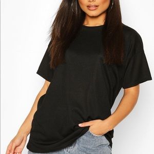 Boohoo Black Ribbed Oversized T-Shirt